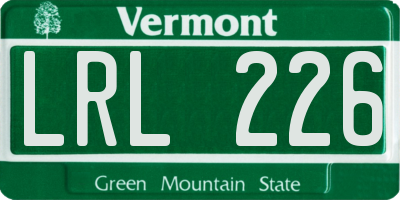 VT license plate LRL226