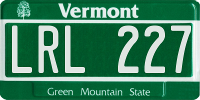 VT license plate LRL227