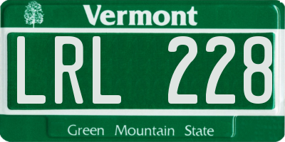 VT license plate LRL228