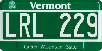 VT license plate LRL229