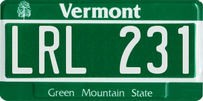 VT license plate LRL231