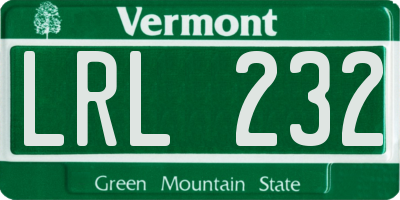 VT license plate LRL232