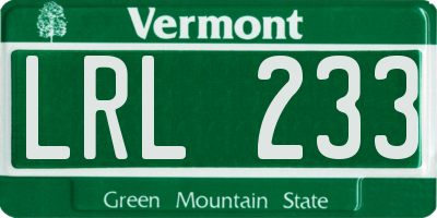 VT license plate LRL233