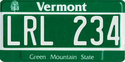 VT license plate LRL234