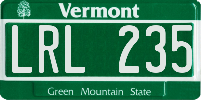 VT license plate LRL235