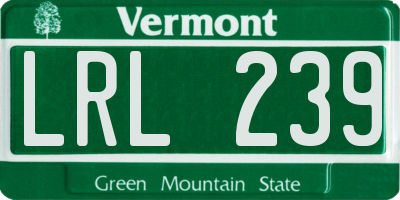 VT license plate LRL239