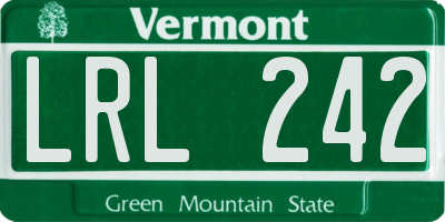 VT license plate LRL242