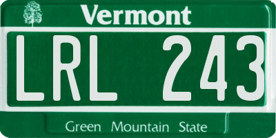VT license plate LRL243
