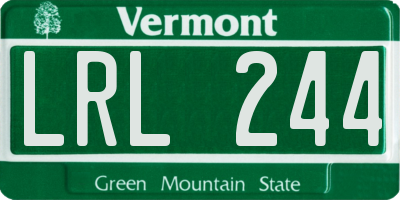VT license plate LRL244