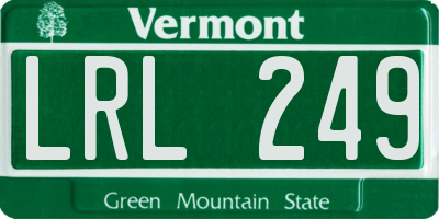 VT license plate LRL249
