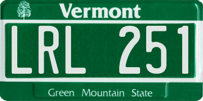 VT license plate LRL251