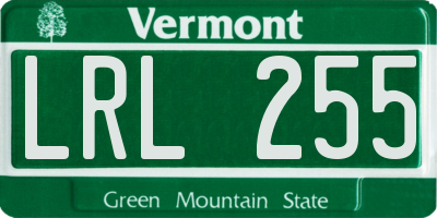 VT license plate LRL255