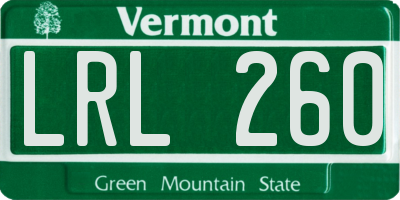 VT license plate LRL260