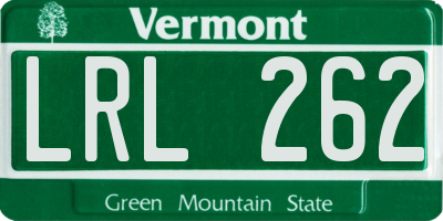 VT license plate LRL262