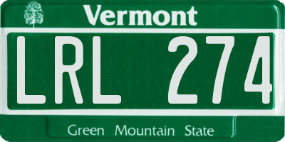 VT license plate LRL274