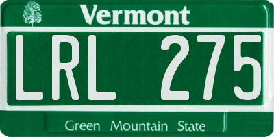 VT license plate LRL275