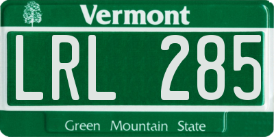 VT license plate LRL285