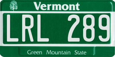 VT license plate LRL289