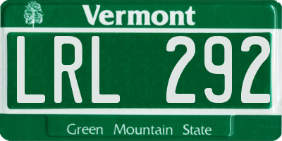 VT license plate LRL292