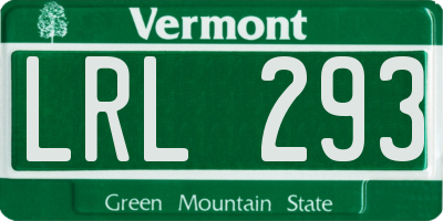VT license plate LRL293