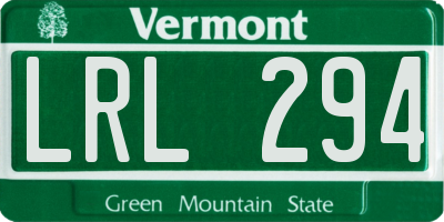 VT license plate LRL294