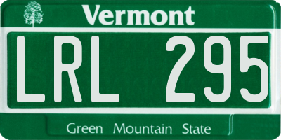 VT license plate LRL295