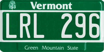 VT license plate LRL296