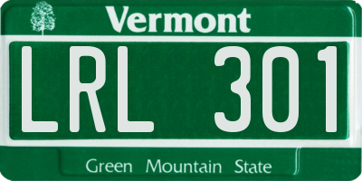 VT license plate LRL301