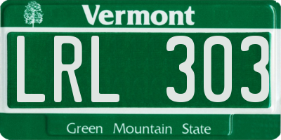 VT license plate LRL303