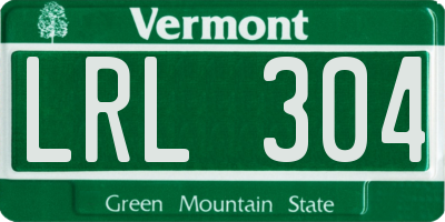VT license plate LRL304