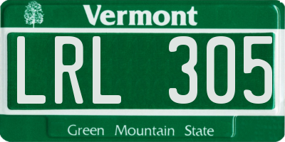 VT license plate LRL305