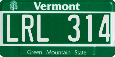 VT license plate LRL314