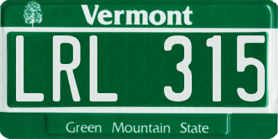 VT license plate LRL315