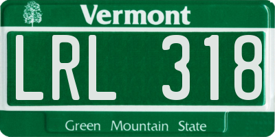 VT license plate LRL318