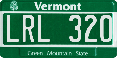 VT license plate LRL320