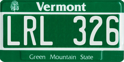 VT license plate LRL326