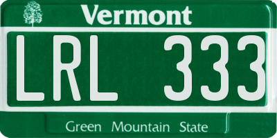 VT license plate LRL333