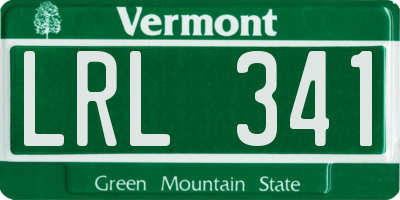 VT license plate LRL341