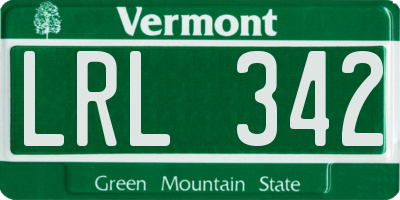 VT license plate LRL342