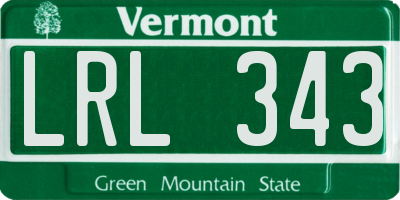 VT license plate LRL343