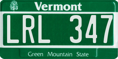 VT license plate LRL347
