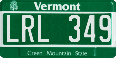VT license plate LRL349