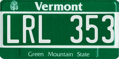 VT license plate LRL353