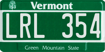 VT license plate LRL354