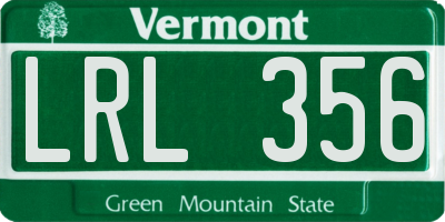 VT license plate LRL356
