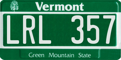 VT license plate LRL357