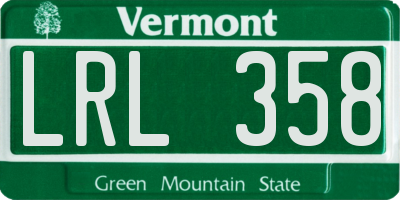 VT license plate LRL358