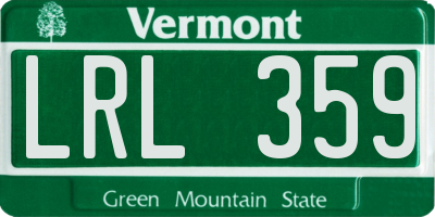 VT license plate LRL359