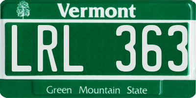 VT license plate LRL363