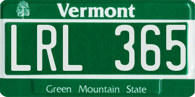 VT license plate LRL365